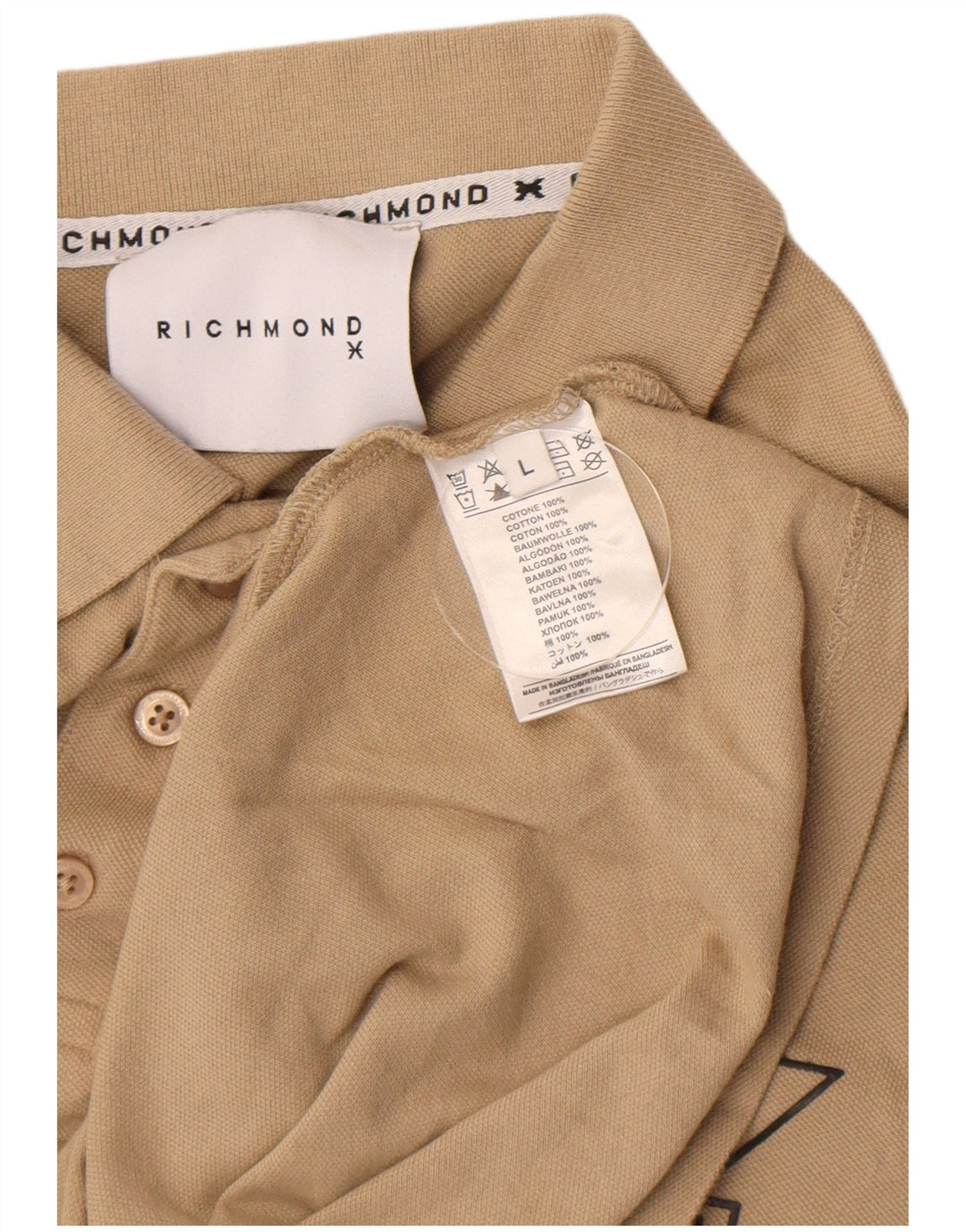 Richmond Herre Grafisk Polo Shirt Stor Beige Bomuld