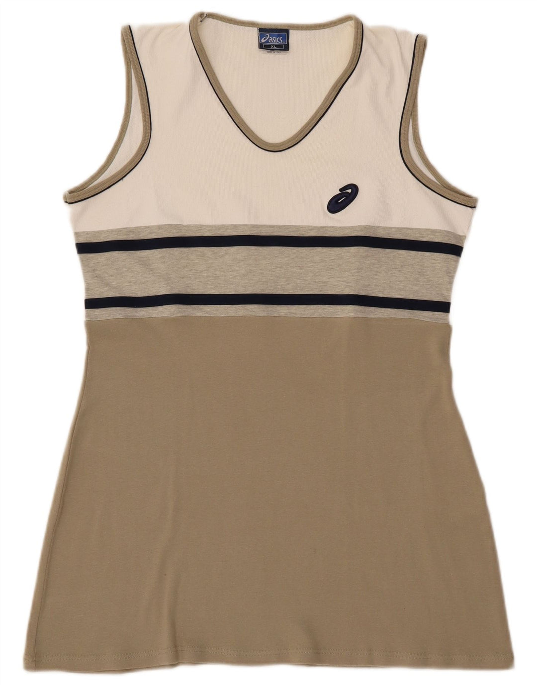 ASICS Dame Tennis Dress UK 18 XL Beige Colourblock Bomuld