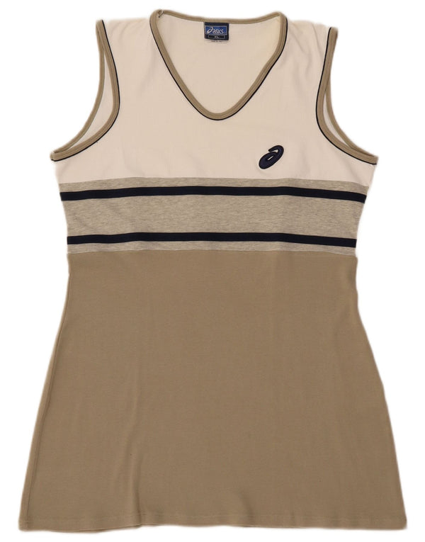 ASICS Dame Tennis Dress UK 18 XL Beige Colourblock Bomuld