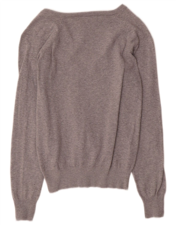 Zara Dame V-hals sweater UK 8 Lille grå bomuld