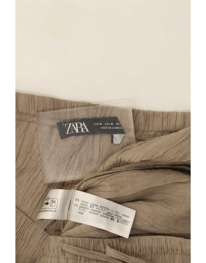 Zara Dame Flare Casual Bukser Medium W28 L32 Beige Viscose