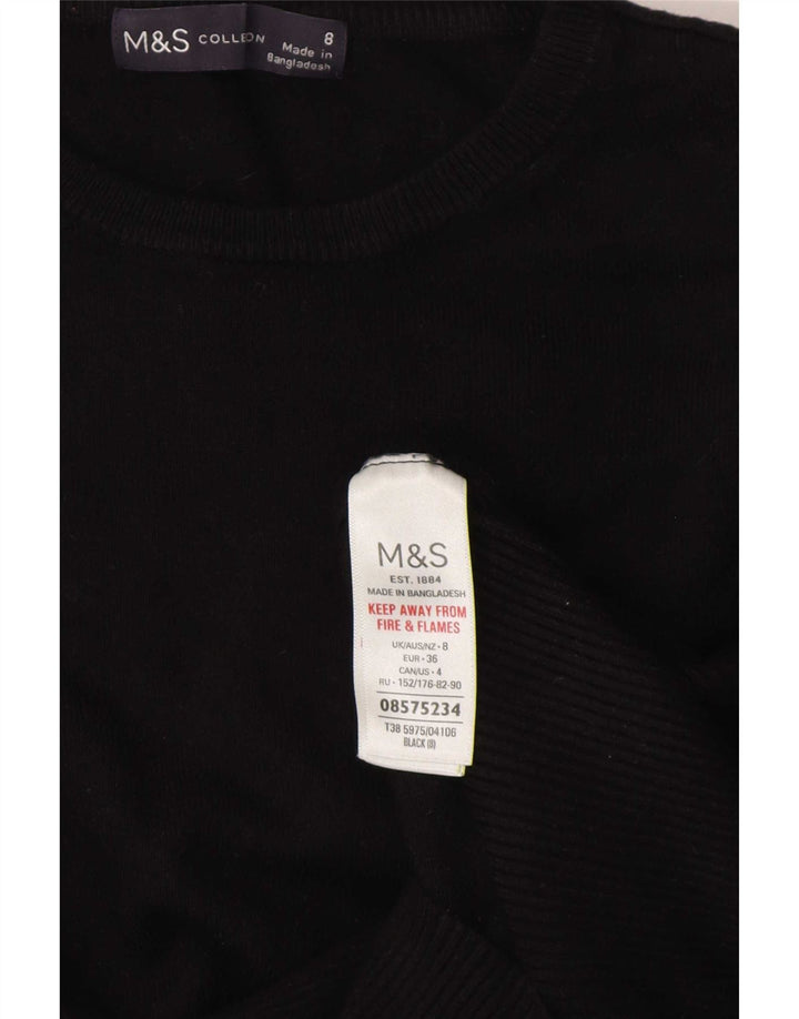 Marks & Spencer Dame Boat Neck Jumper Sweater UK 8 Small Black Viscose