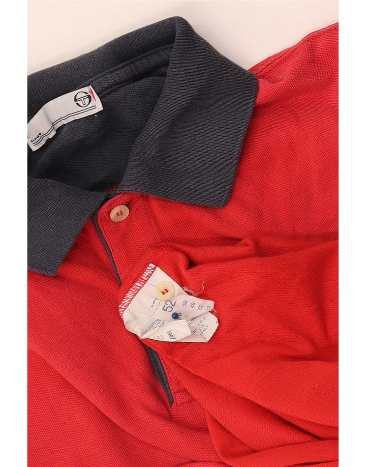 Sergio Tacchini Herre Polo Shirt IT 52 Stor Rød Colourblock Bomuld
