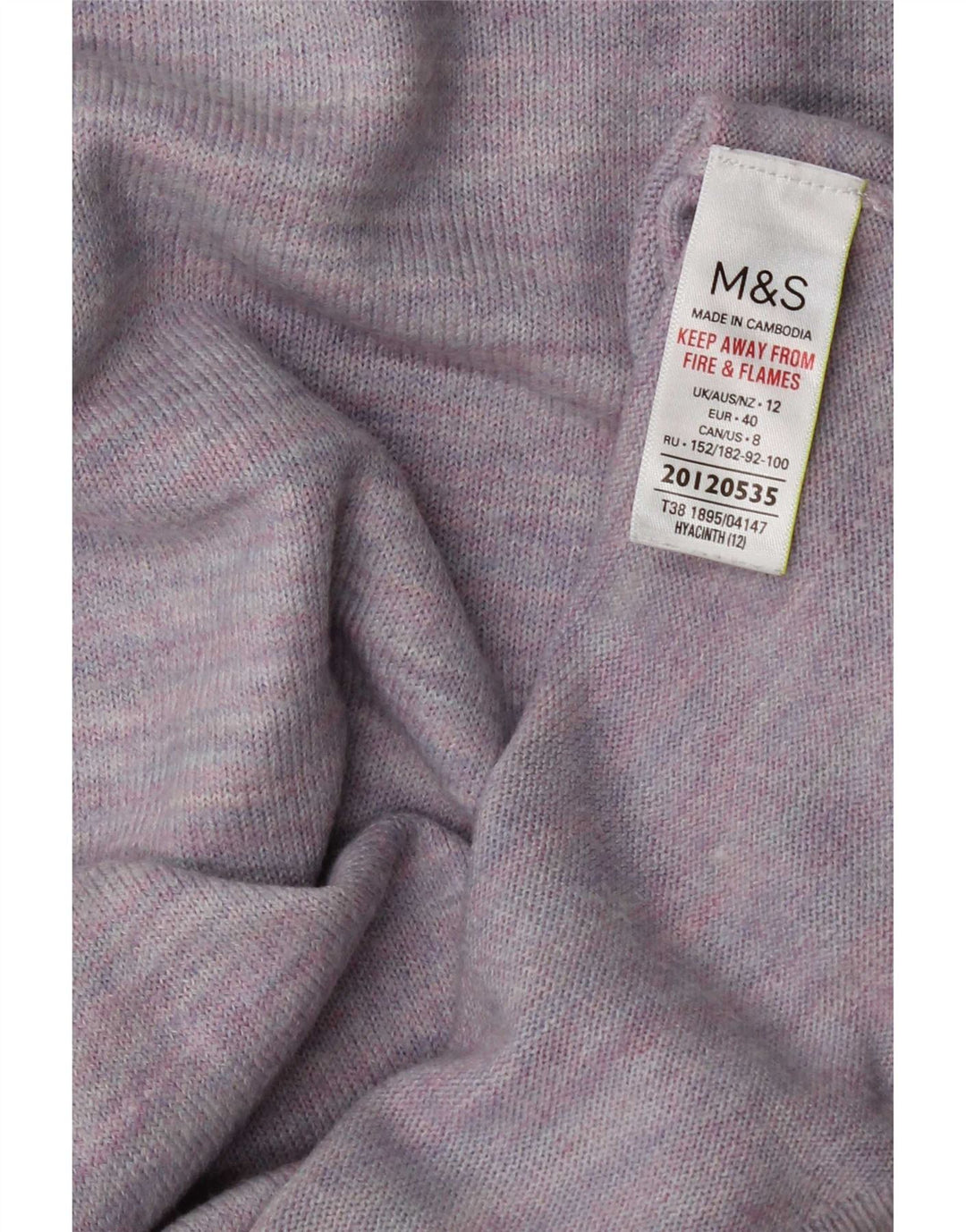 Marks & Spencer Dame sweater med rund hals DK 12 Medium Lilla Flecked
