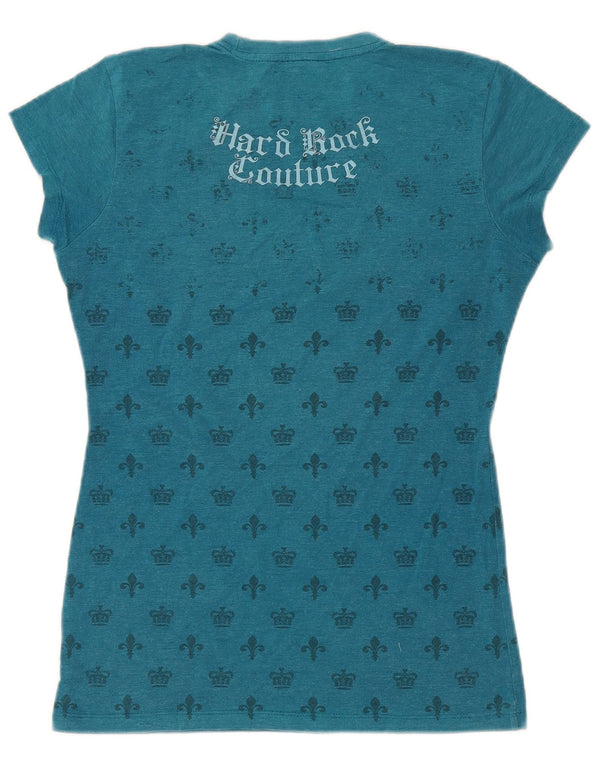 Hard Rock Cafe Kvinder Barcelona Grafisk T-Shirt Top UK 12 Medium Blue