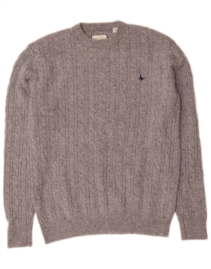 Jack Wills Herre Crew Neck Jumper Sweater Lille Grå Merinould