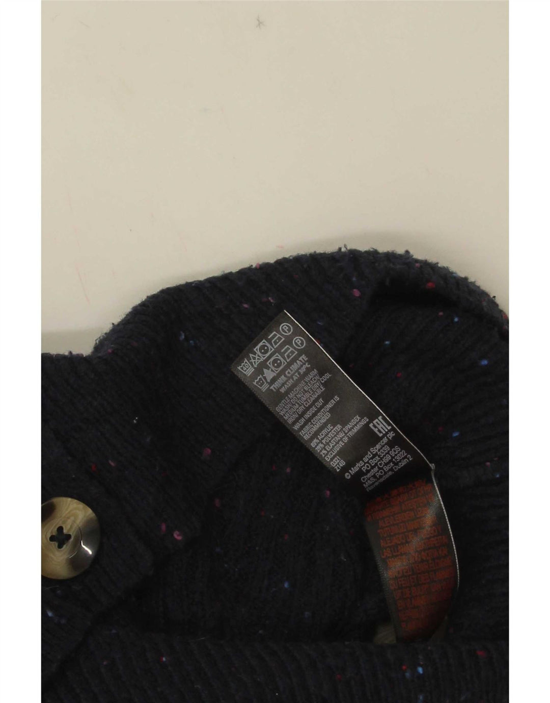 Marks & Spencer Dame Cardigan Sweater UK 14 Medium Navy Blue Flecked