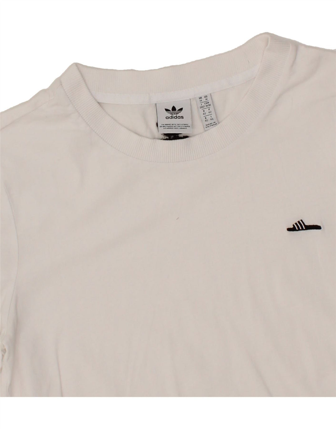 ADIDAS Womens T-Shirt Top UK 14 Medium White Cotton Vintage Adidas and Second-Hand Adidas from Messina Hembry 