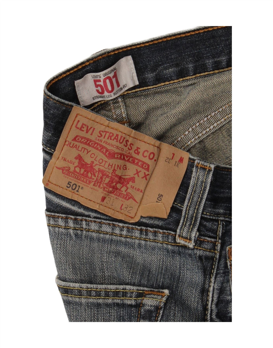 Levi's Herre 501 Straight Jeans W31 L32 Blå