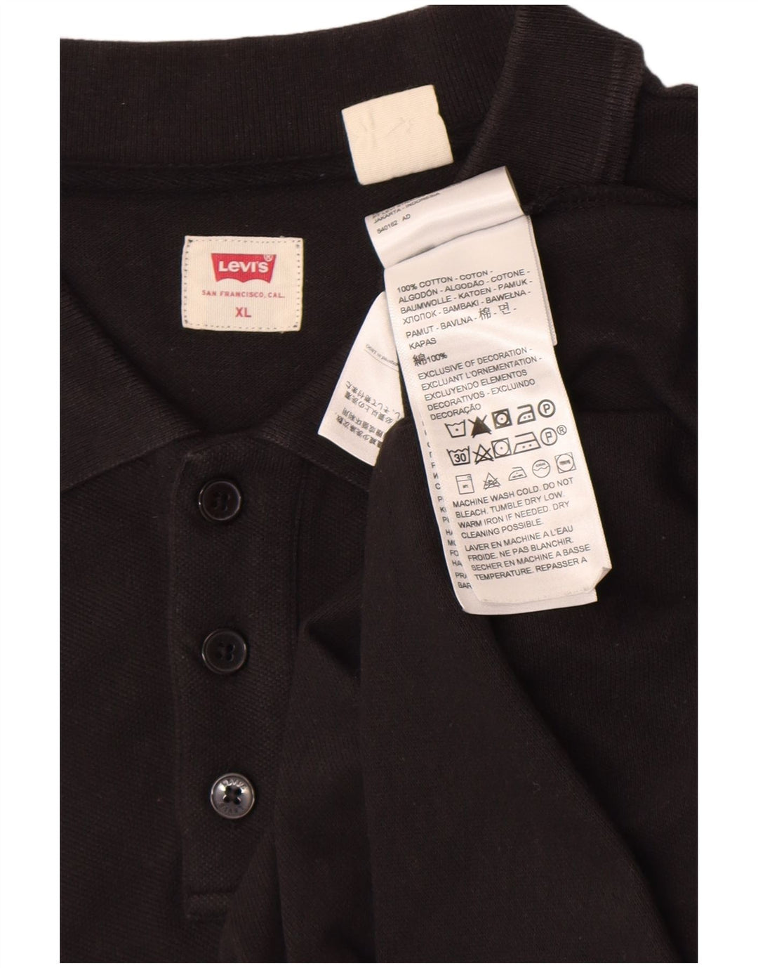 Levi's herre poloshirt XL sort bomuld