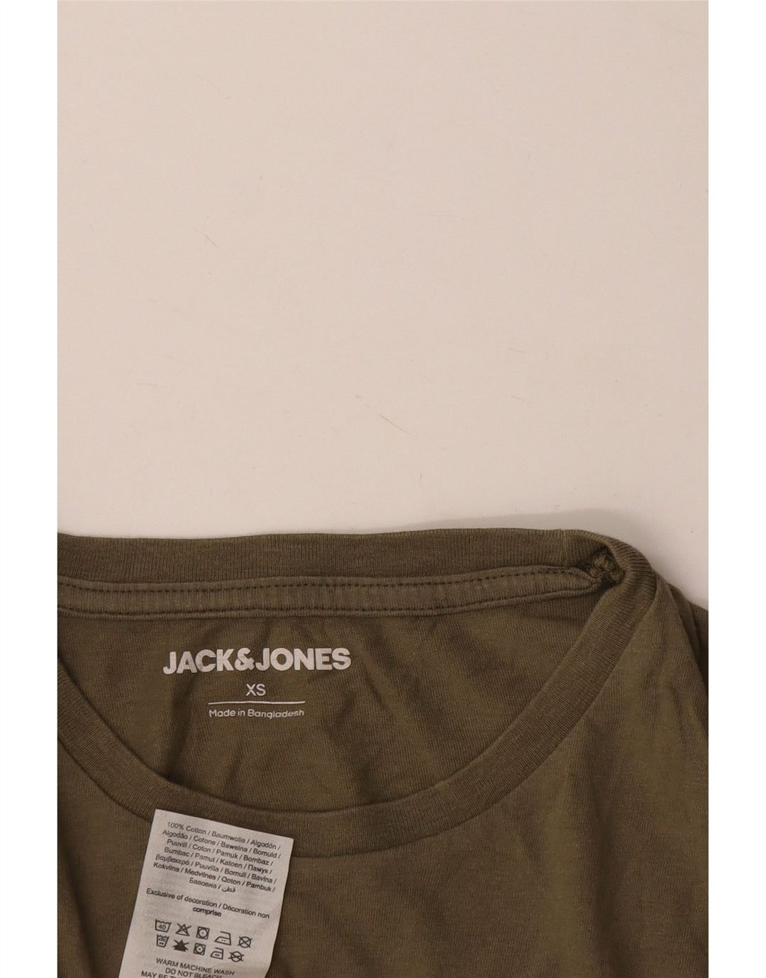 JACK & JONES Herre Top Langærmet XS Khaki Bomuld