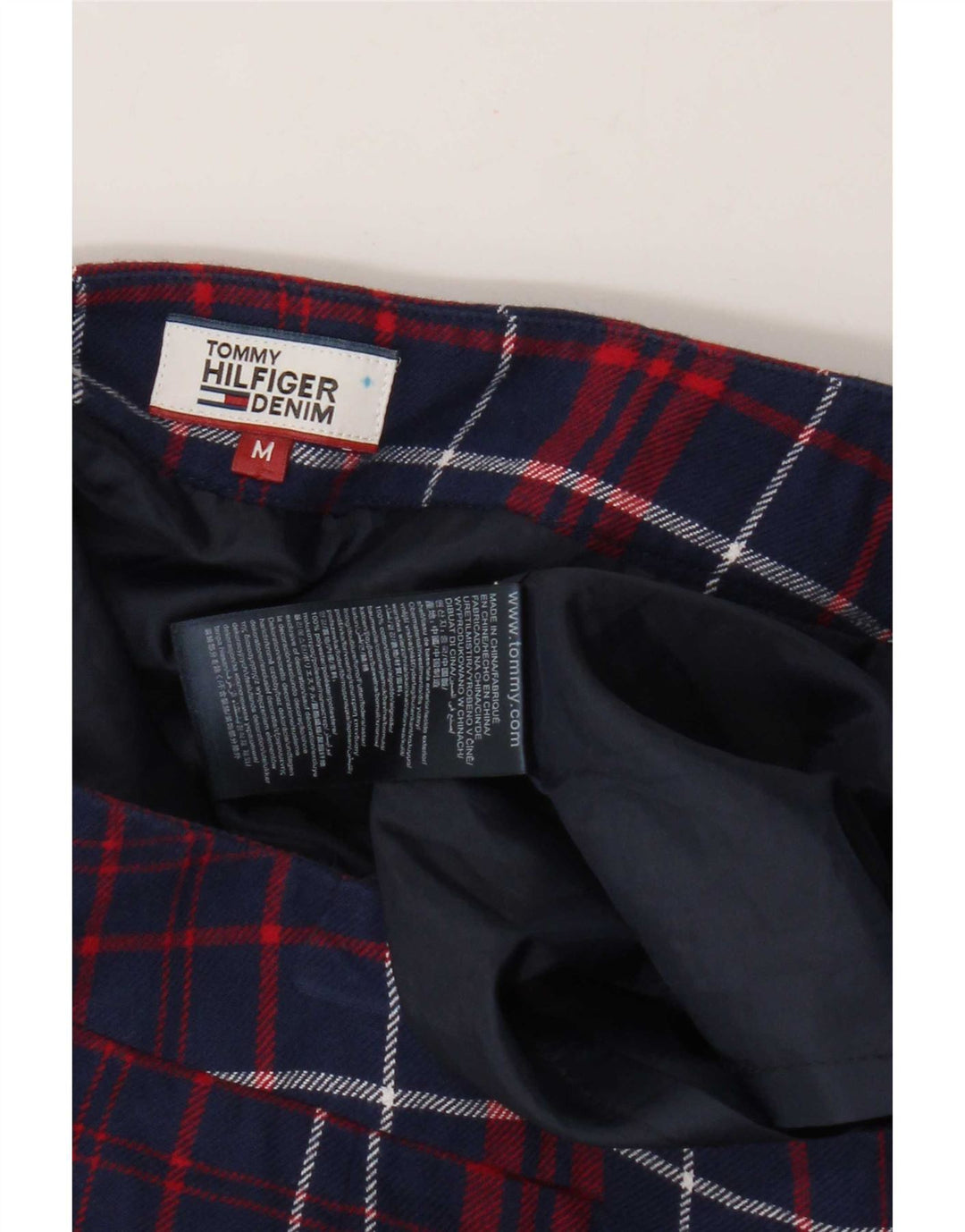 Tommy Hilfiger Dame Mini-nederdel Medium W28 Marineblå Plaid Bomuld