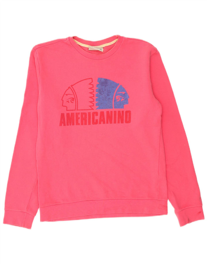 AMERICANINO Grafisk sweatshirt til mænd, stor pink bomuld