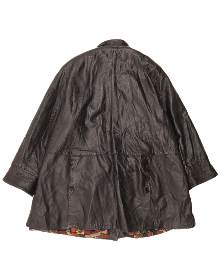 VINTAGE Oversized læderfrakke til kvinder IT 44 Medium sort læder