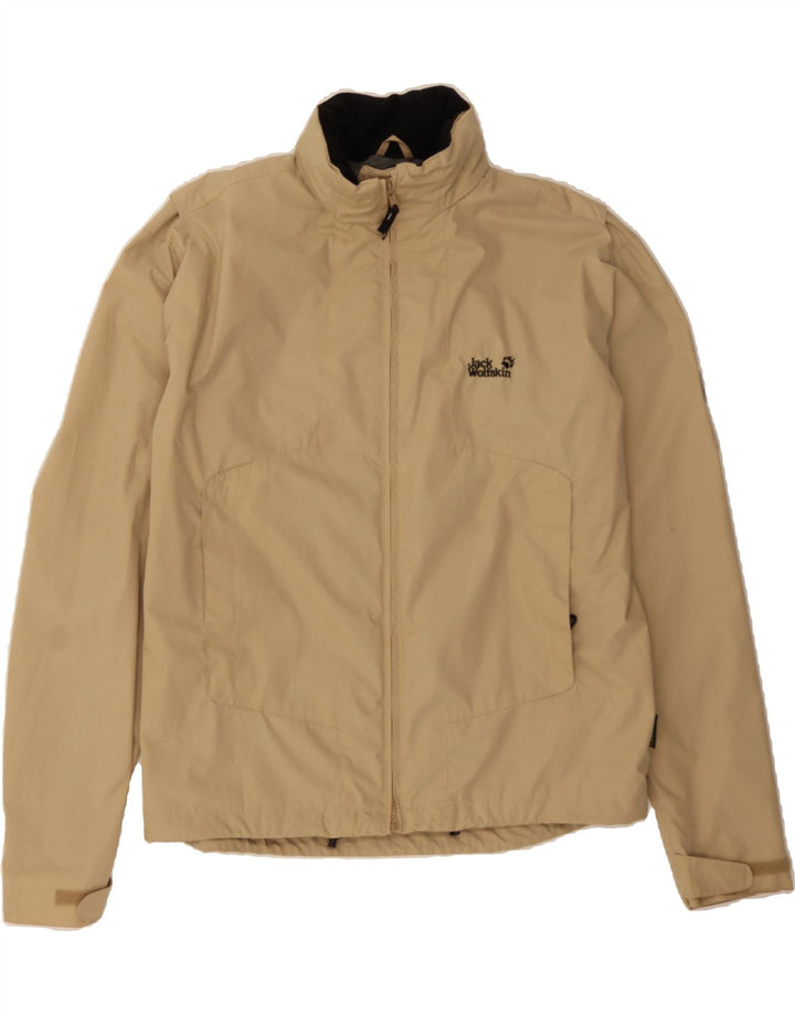 JACK WOLFSKIN Mens Hooded Windbreaker Jacket UK 44 XL Beige Polyester Vintage Jack Wolfskin and Second-Hand Jack Wolfskin from Messina Hembry 