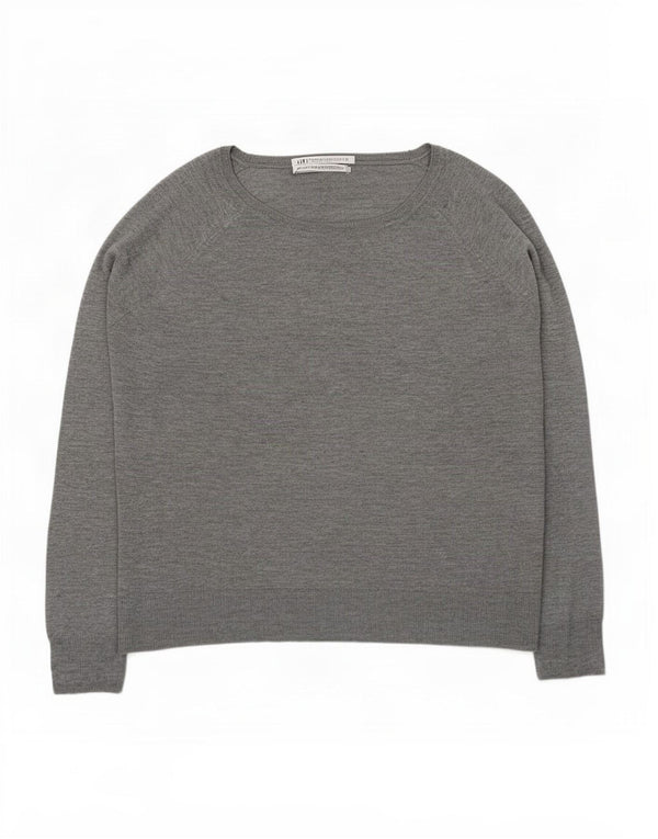 Zara Sweater med rund hals til kvinder UK 18 XL Grå viskose