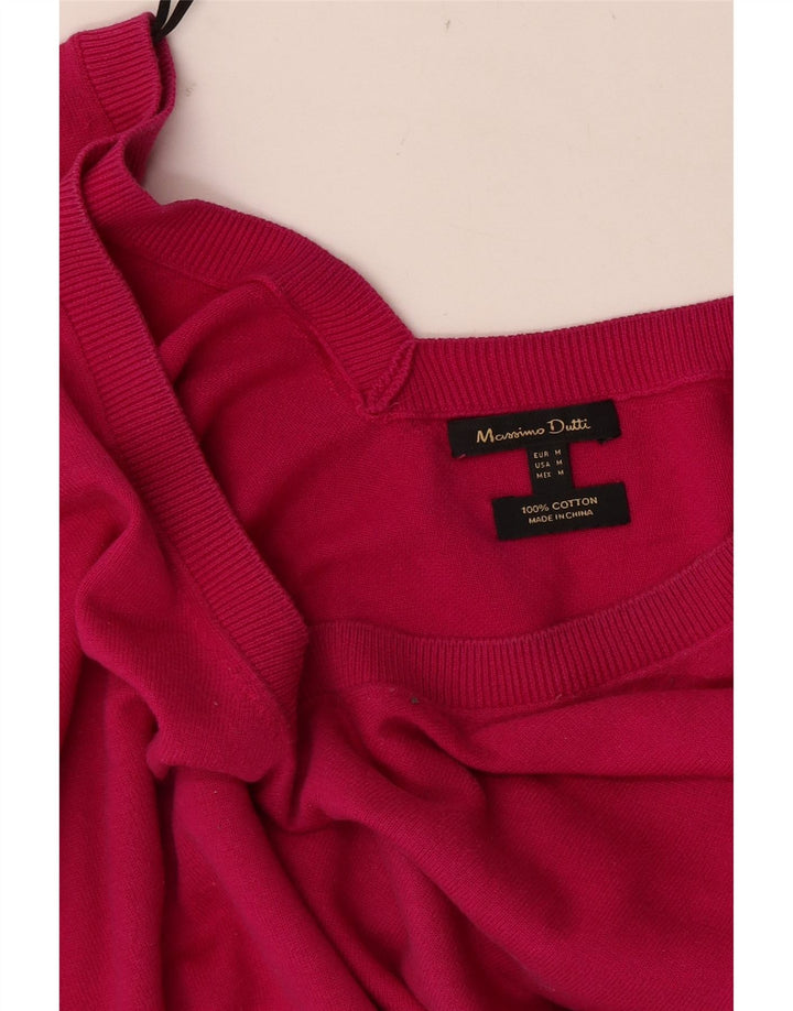 Massimo Dutti Dame V-hals sweater UK 14 Medium Pink Bomuld