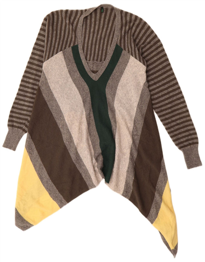 Benetton Dame V-hals sweater UK 10 Lille flerfarvet stribet