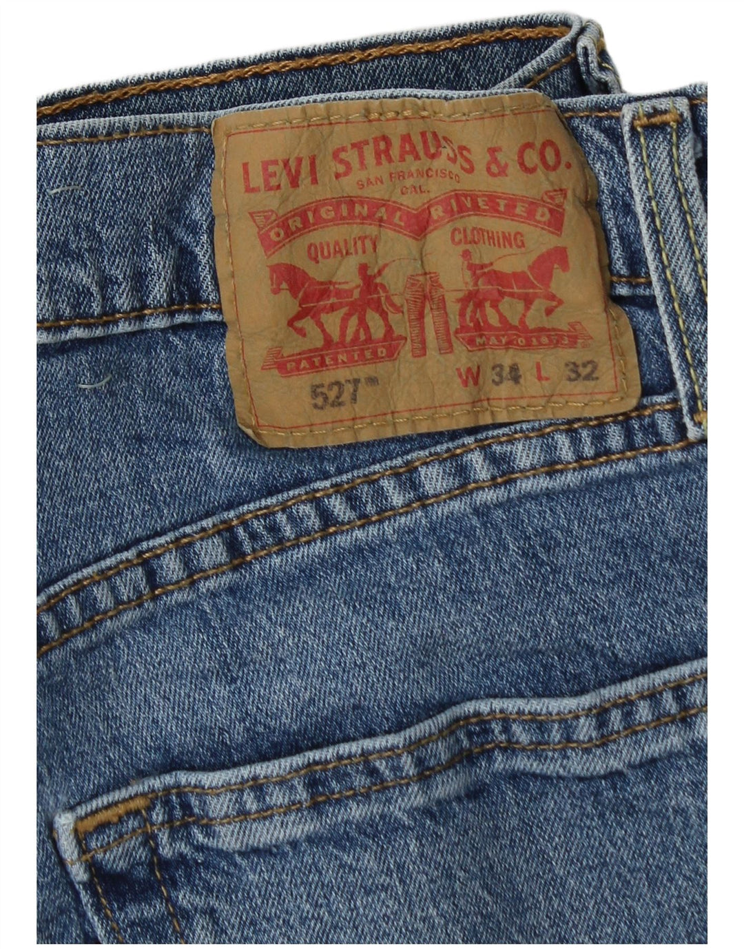 LEVI'S Herre 527 denimshorts W34 Stor blå bomuld