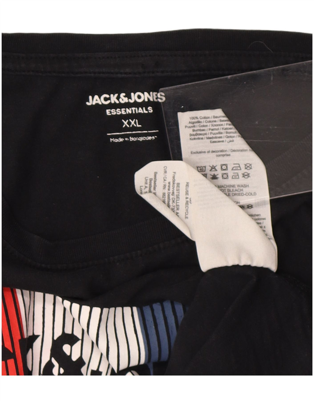 Jack & Jones Herre grafisk T-shirt top 2XL sort bomuld