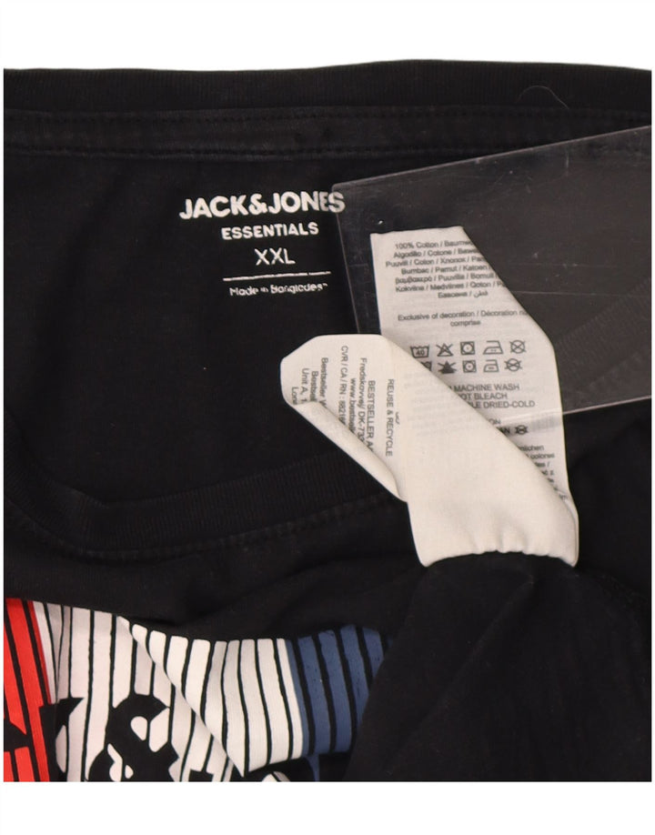 Jack & Jones Herre grafisk T-shirt top 2XL sort bomuld