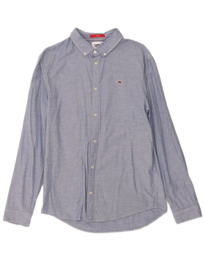 Tommy Hilfiger Herre Slim Fit Skjorte Stor Blå Bomuld