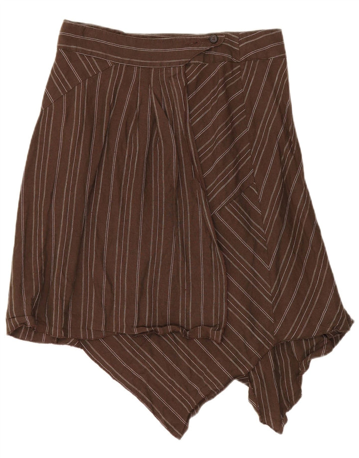 Benetton Womens Wrap Asymmetrisk Nederdel IT 42 Medium W32 Brun Stribet