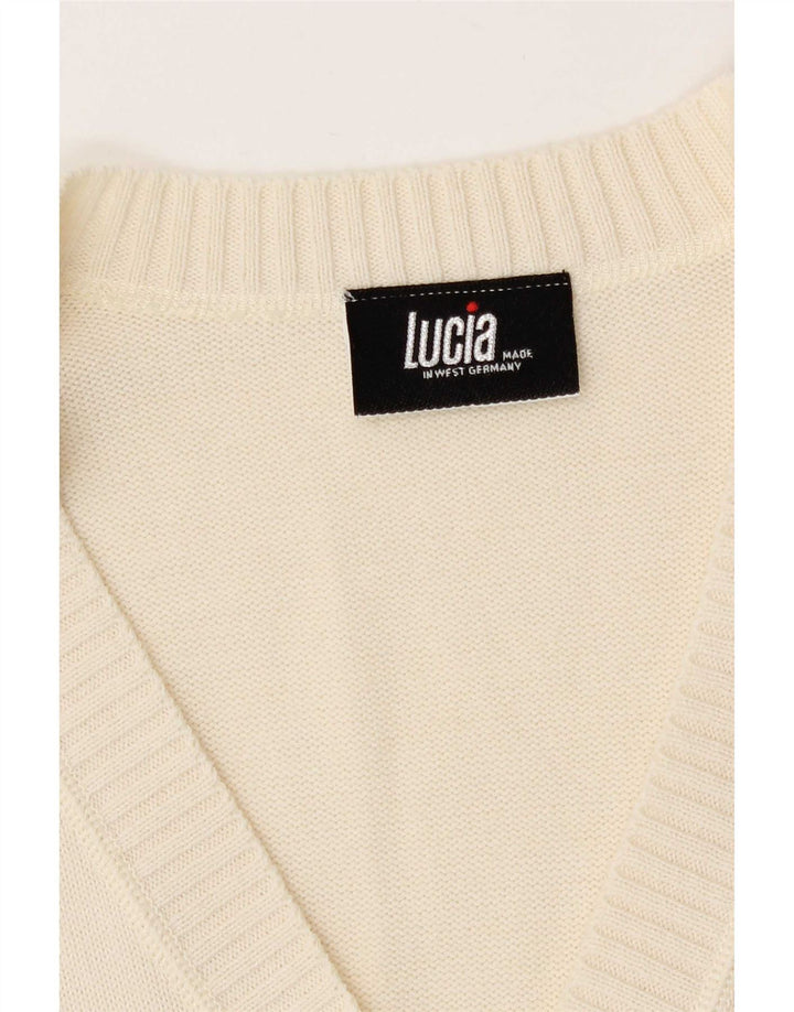 Lucia Dame Cardigan Sweater UK 14 Medium Off White Polyakryl