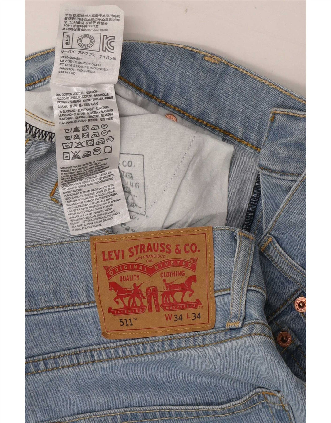 Levi's Dame 511 Slim Jeans W34 L27 Blå Bomuld
