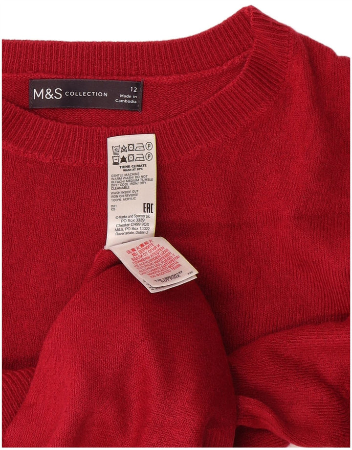 Marks & Spencer Dame Crop Boat Neck Jumper Sweater UK 12 Medium Red