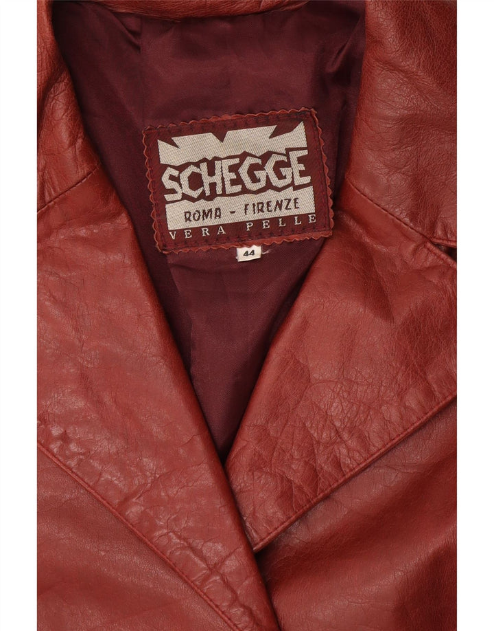 Schegge Dame 3 Knaps Læder Blazer Jakke IT 44 Medium Brun Læder