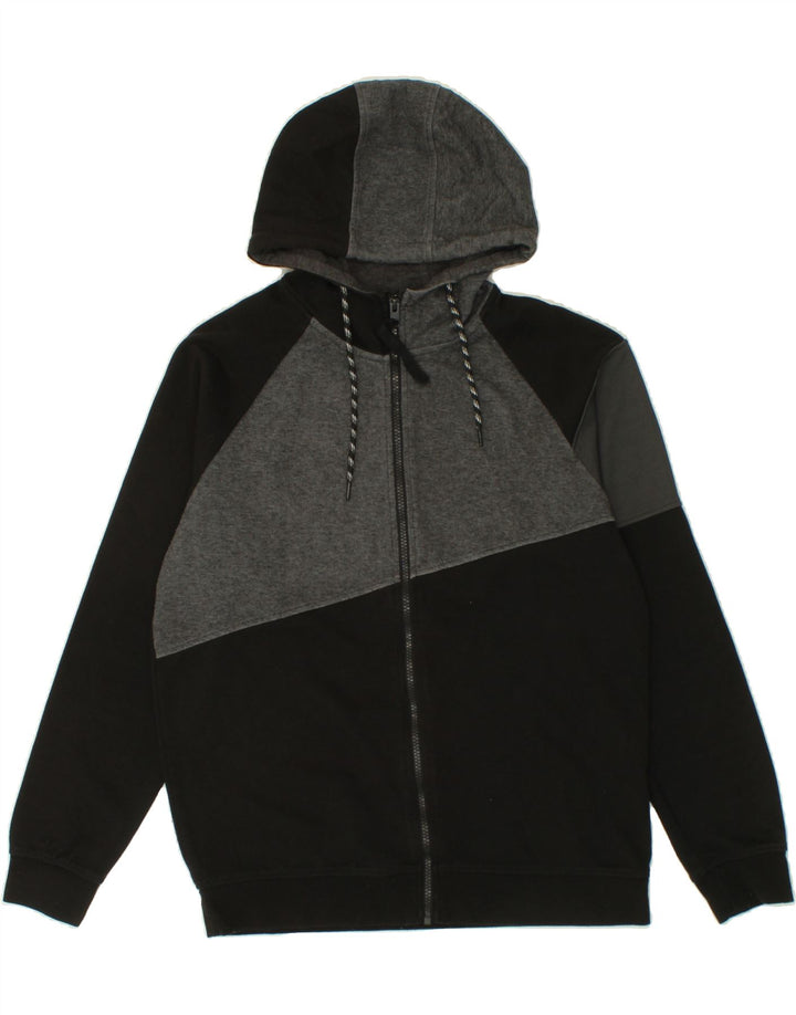 JACK & JONES Mens Zip Hoodie Sweater Large Black Colourblock Polyester Vintage Jack & Jones and Second-Hand Jack & Jones from Messina Hembry 