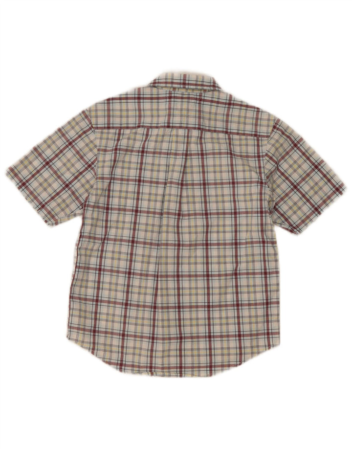 TOMMY HILFIGER Boys Short Sleeve Shirt 6-7 Years Small Grey Check Cotton