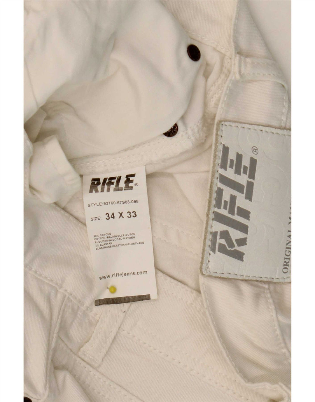 Rifle Dame Straight Jeans W34 L28 Hvid Bomuld