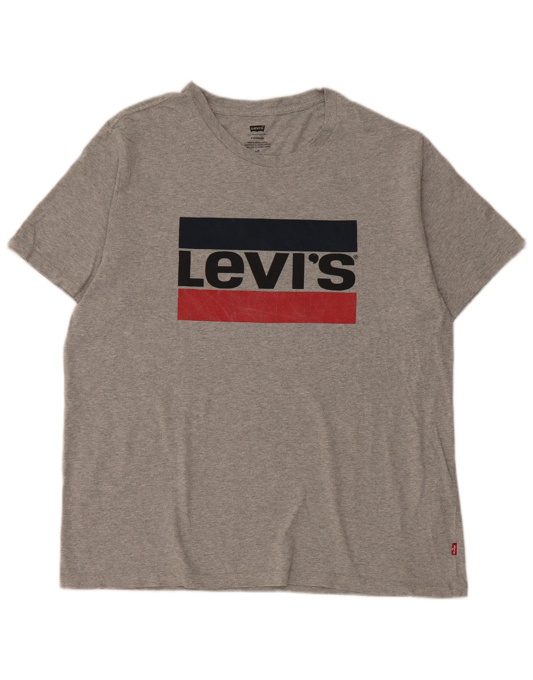 Levi's Herre Standard Grafisk T-Shirt Top Stor Grå Flecked Bomuld