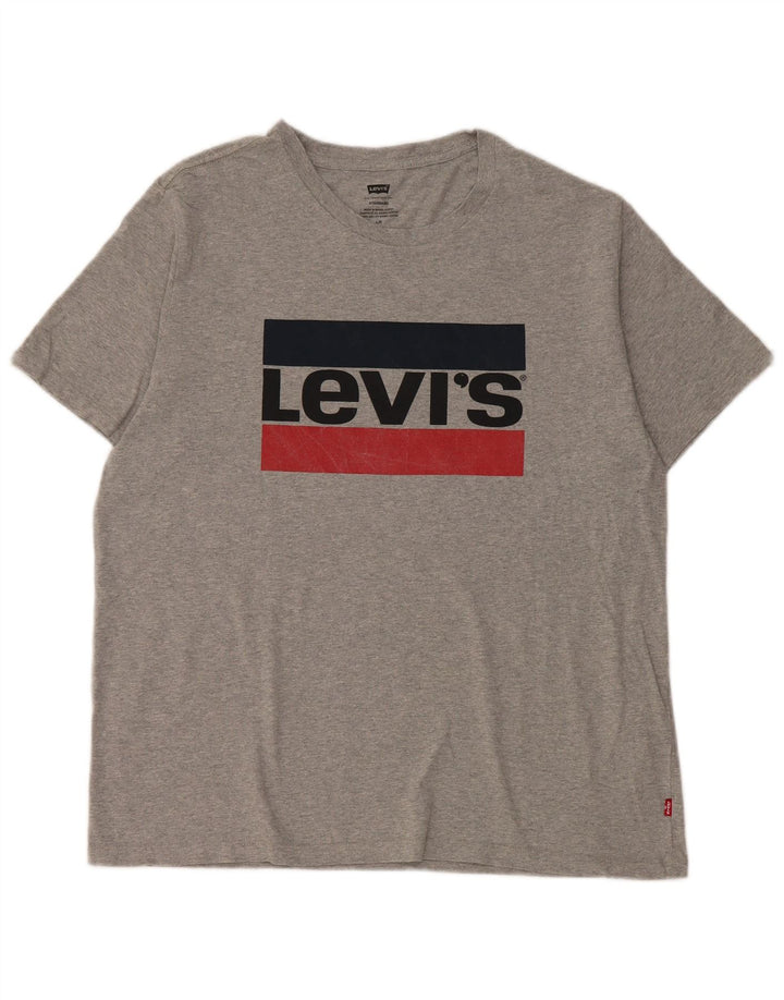 Levi's Herre Standard Grafisk T-Shirt Top Stor Grå Flecked Bomuld