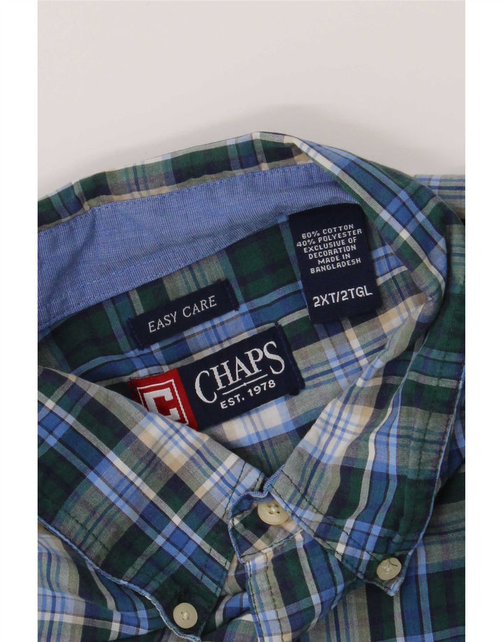 Chaps Herre Easy Care skjorte 2XL blå ternet bomuld