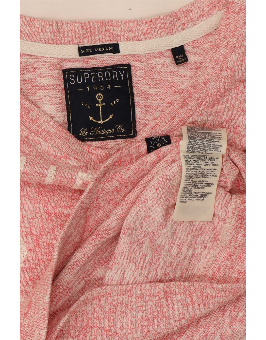 Superdry Graphic Sweatshirt Jumper UK 14 Medium Pink Flecked