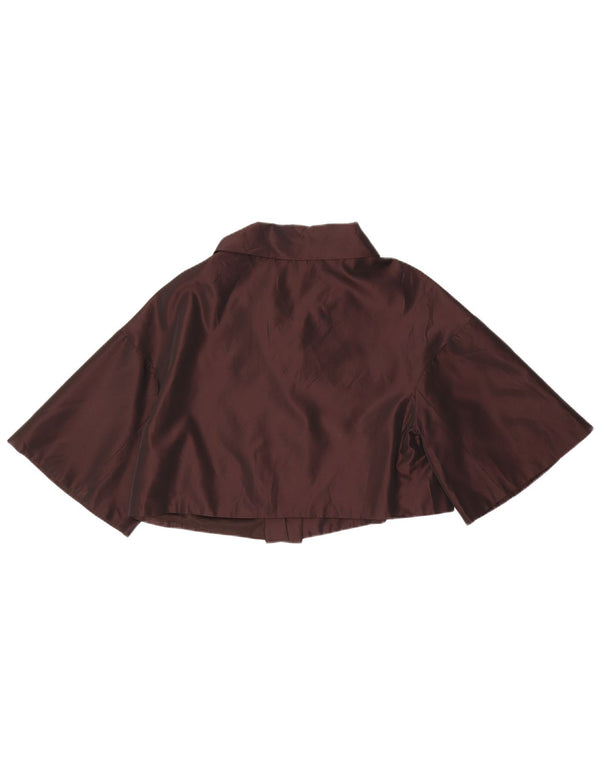 Zara Dame Kortærmet Bolero Jacket UK 16 Large Brown Acetate