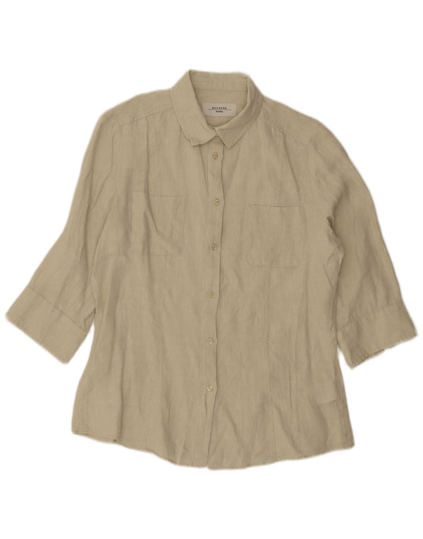 Max Mara Womens Weekend 3/4-ærmet skjortebluse UK 14 Large Beige