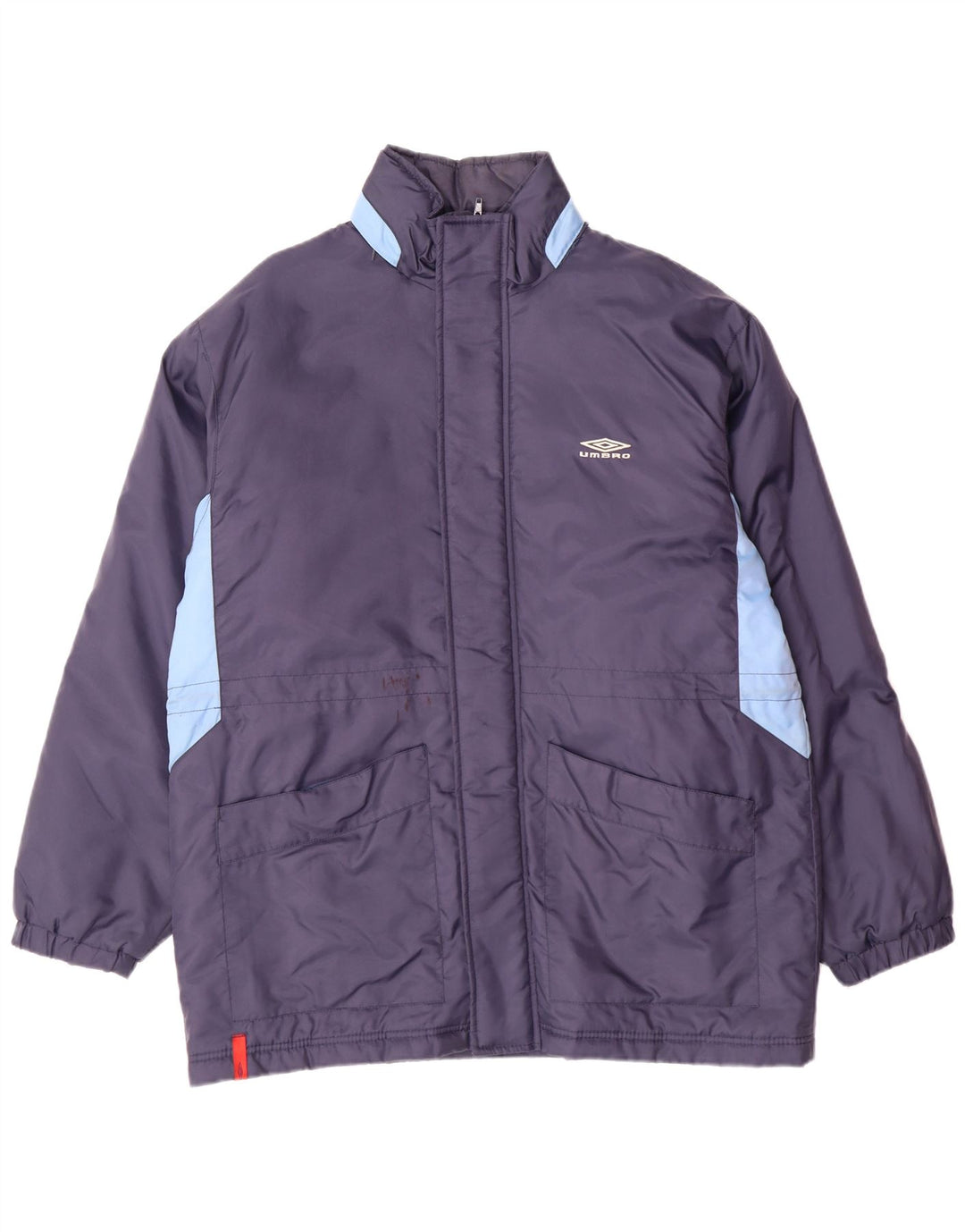 UMBRO Polstret frakke med hætte til mænd UK 38 Medium Navy Blue Colourblock Nylon