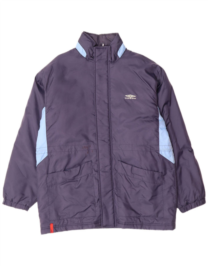 UMBRO Polstret frakke med hætte til mænd UK 38 Medium Navy Blue Colourblock Nylon