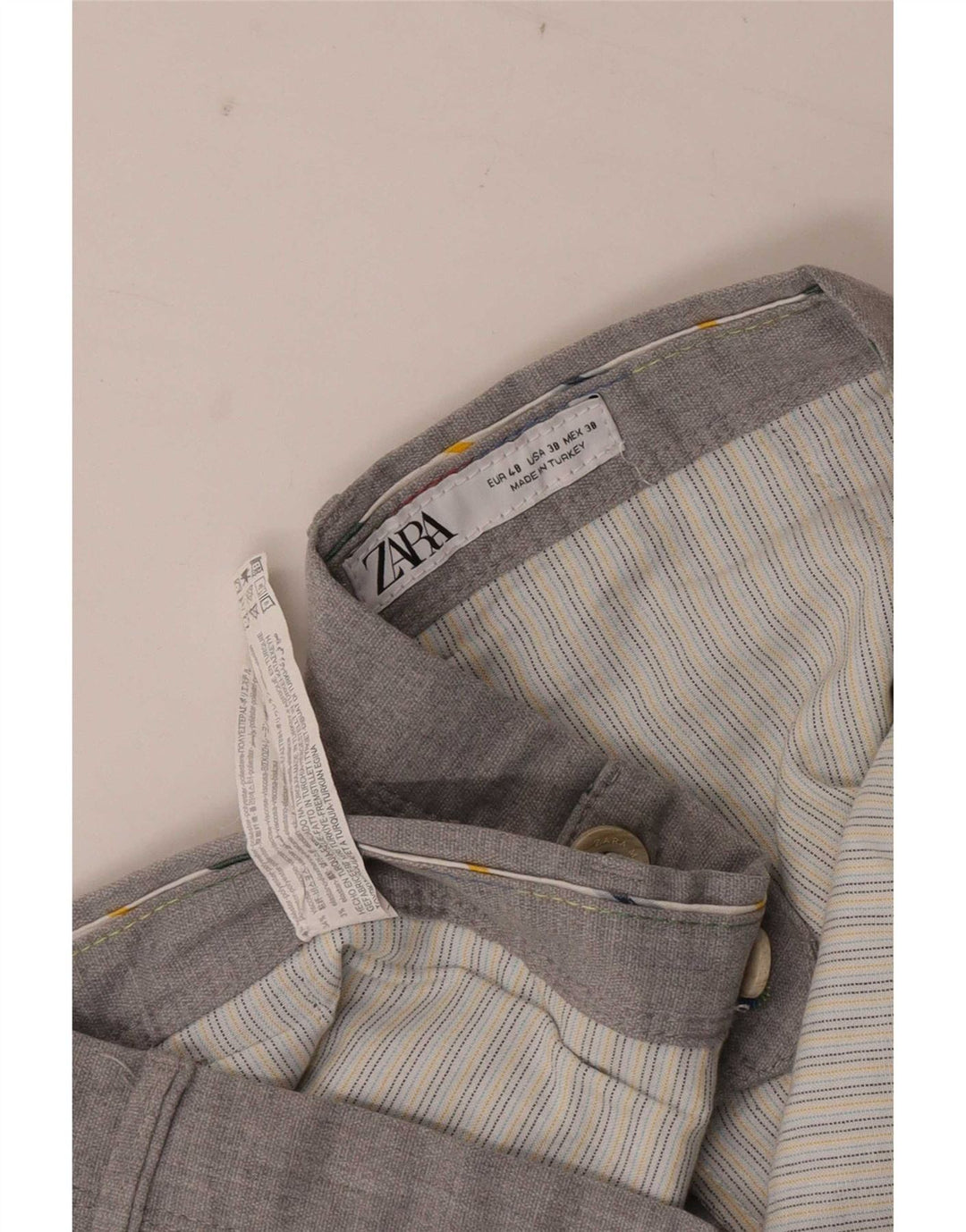 Zara Herre Slim Chino Bukser EU 48 XL W38 L29 Grå Polyester