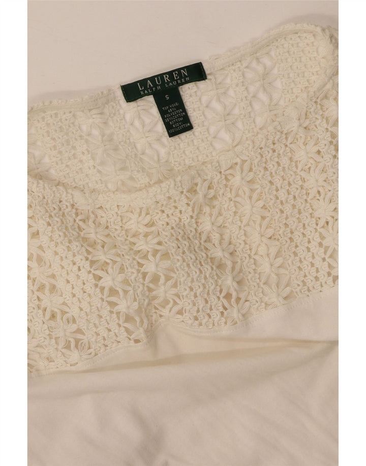 RALPH LAUREN Dame bluse Top UK 10 Small White Bomuld