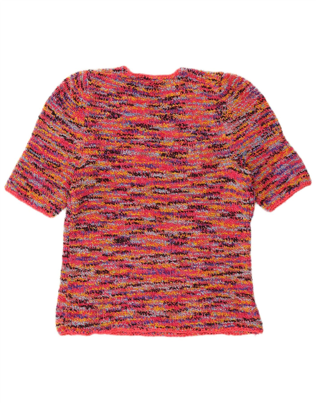 Vintage dame sweater med rund hals DK 10 små flerfarvede flækkede