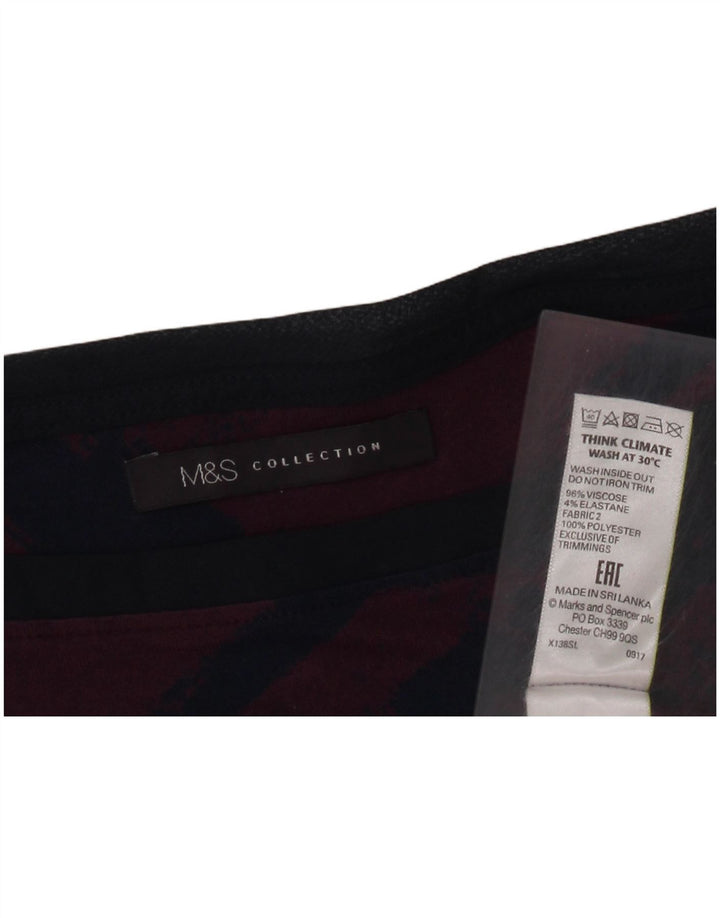MARKS & SPENCER dametop 3/4 ærmer UK 18 XL Lilla geometrisk viskose
