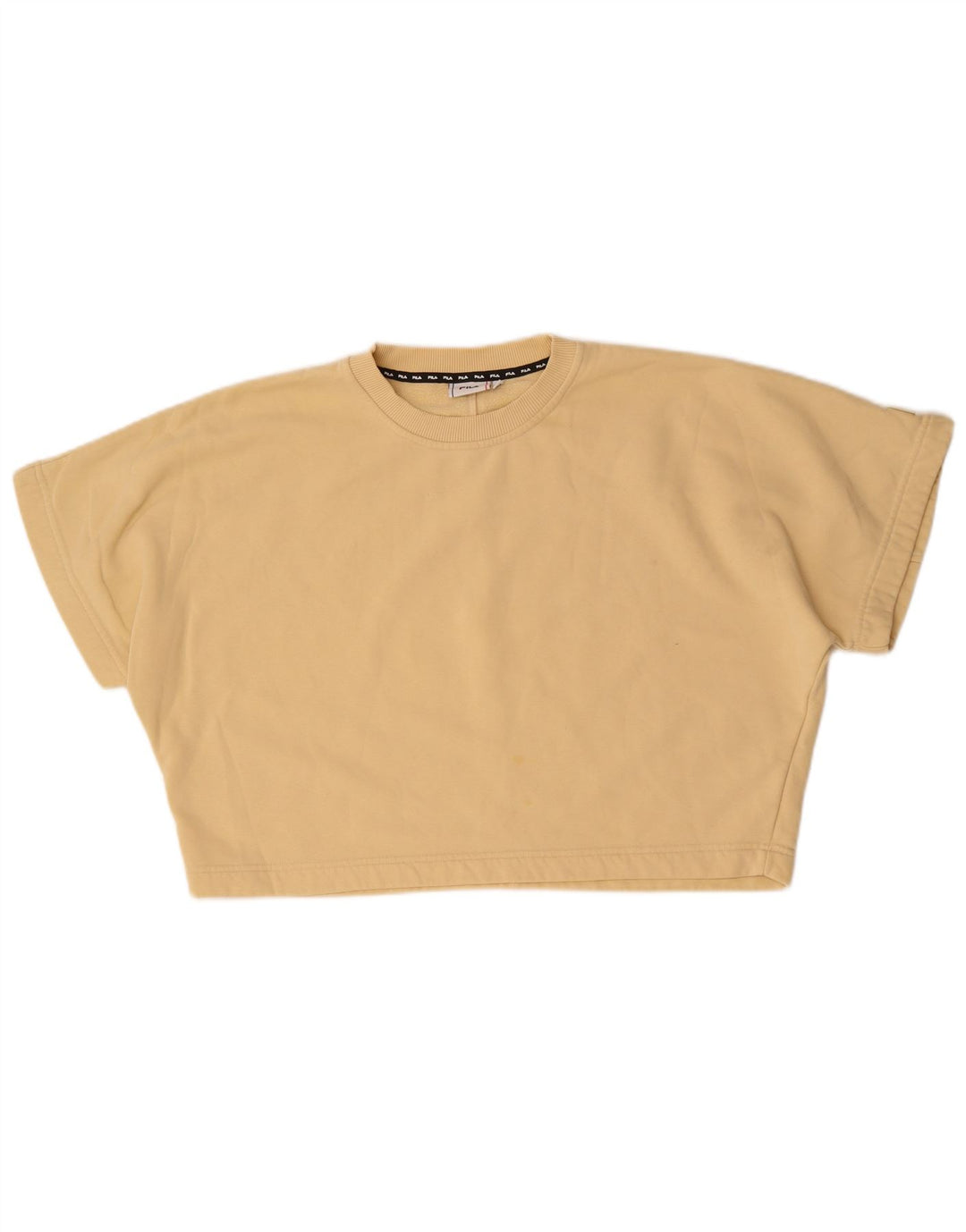 Fila Womens Crop Oversized T-Shirt Top UK 14 Medium Beige Bomuld
