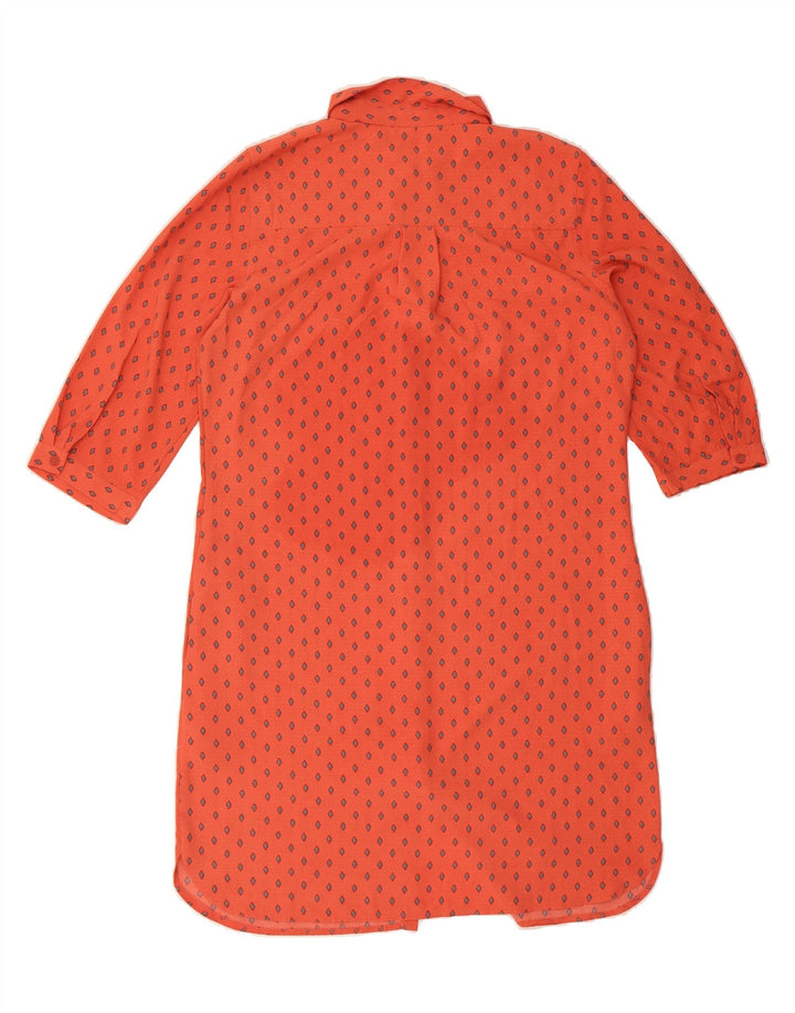 NEXT Womens 3/4 Sleeve Shirt Dress US 14 XL Orange Spotted Polyester Vintage Next and Second-Hand Next from Messina Hembry 