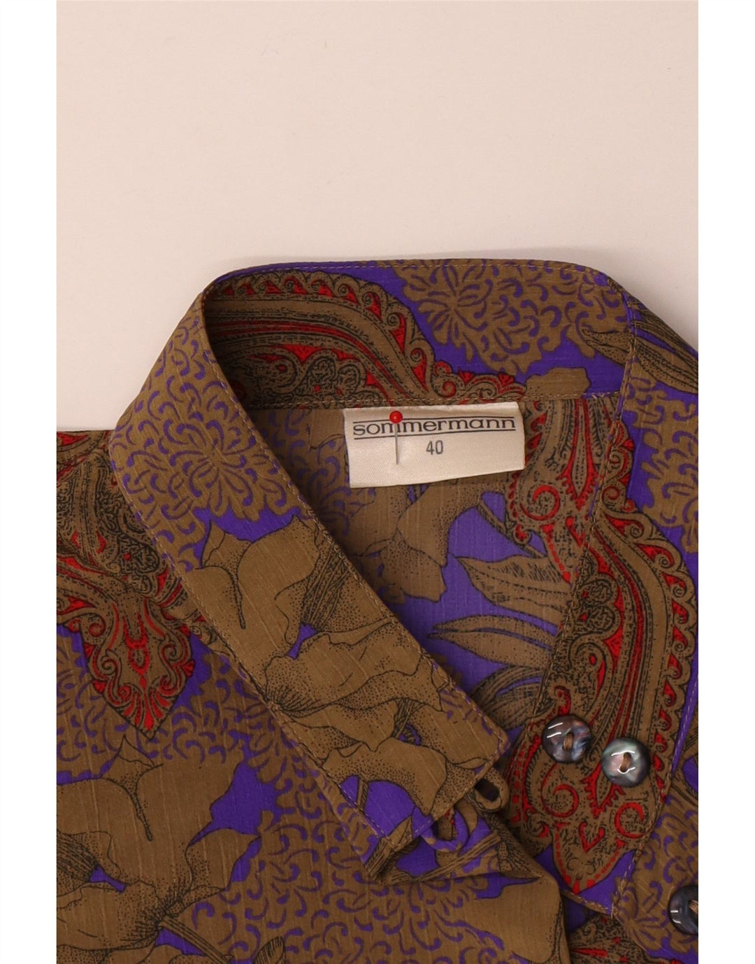 Sommermann skjortebluse med 3/4 ærmer til kvinder EU 40 Medium Brun Paisley