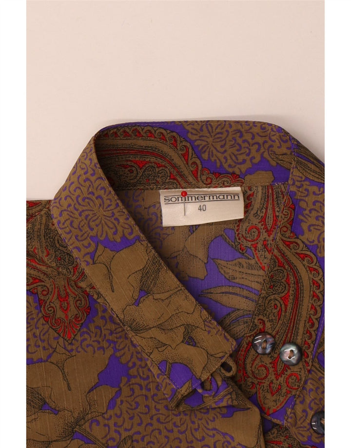 Sommermann skjortebluse med 3/4 ærmer til kvinder EU 40 Medium Brun Paisley